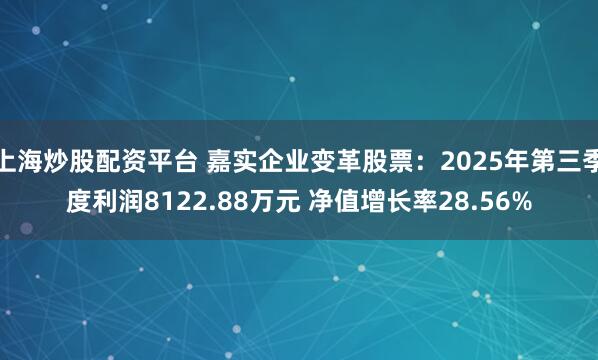 上海炒股配资平台 嘉实企业变革股票：2025年第三季度利润8122.88万元 净值增长率28.56%
