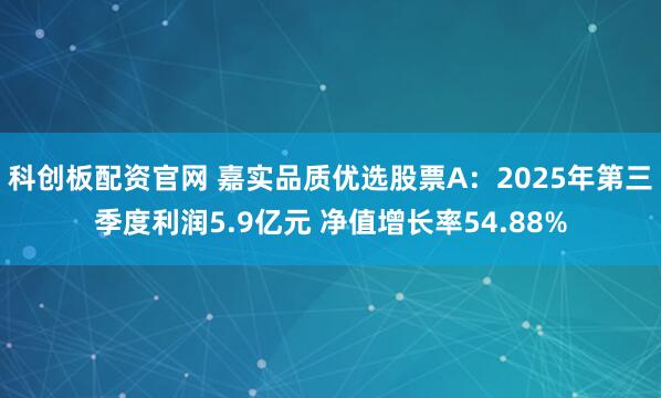科创板配资官网 嘉实品质优选股票A：2025年第三季度利润5.9亿元 净值增长率54.88%